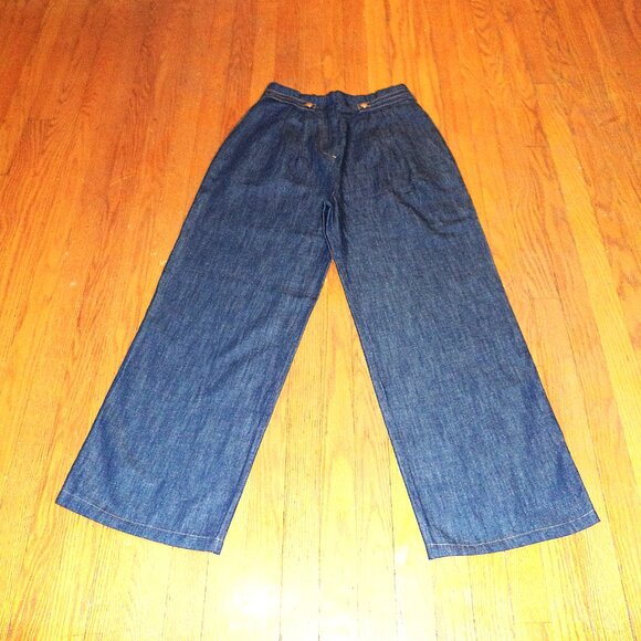 NWOT! Zara Women’s High Waisted Wide Leg Dark Blue Denim Jeans, Sz.S - Picture 4 of 4